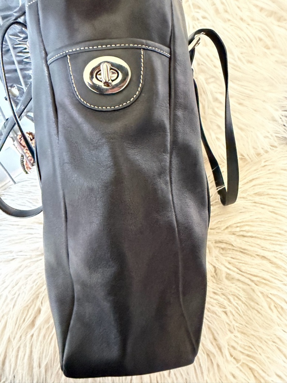 Black Leather Coach Tote - Picture 3 of 11